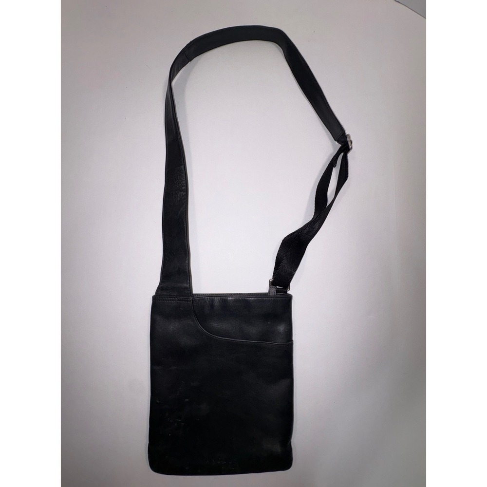 Radley London Black Leather Crossbody Messenger Bag Slim North South Adjustable